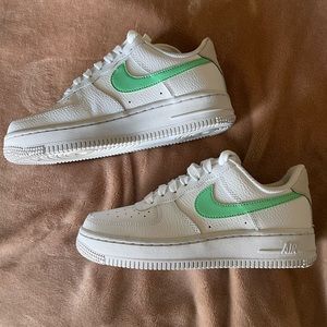 Custom Nike Air Force Ones White with Mint Neon Green Accents
